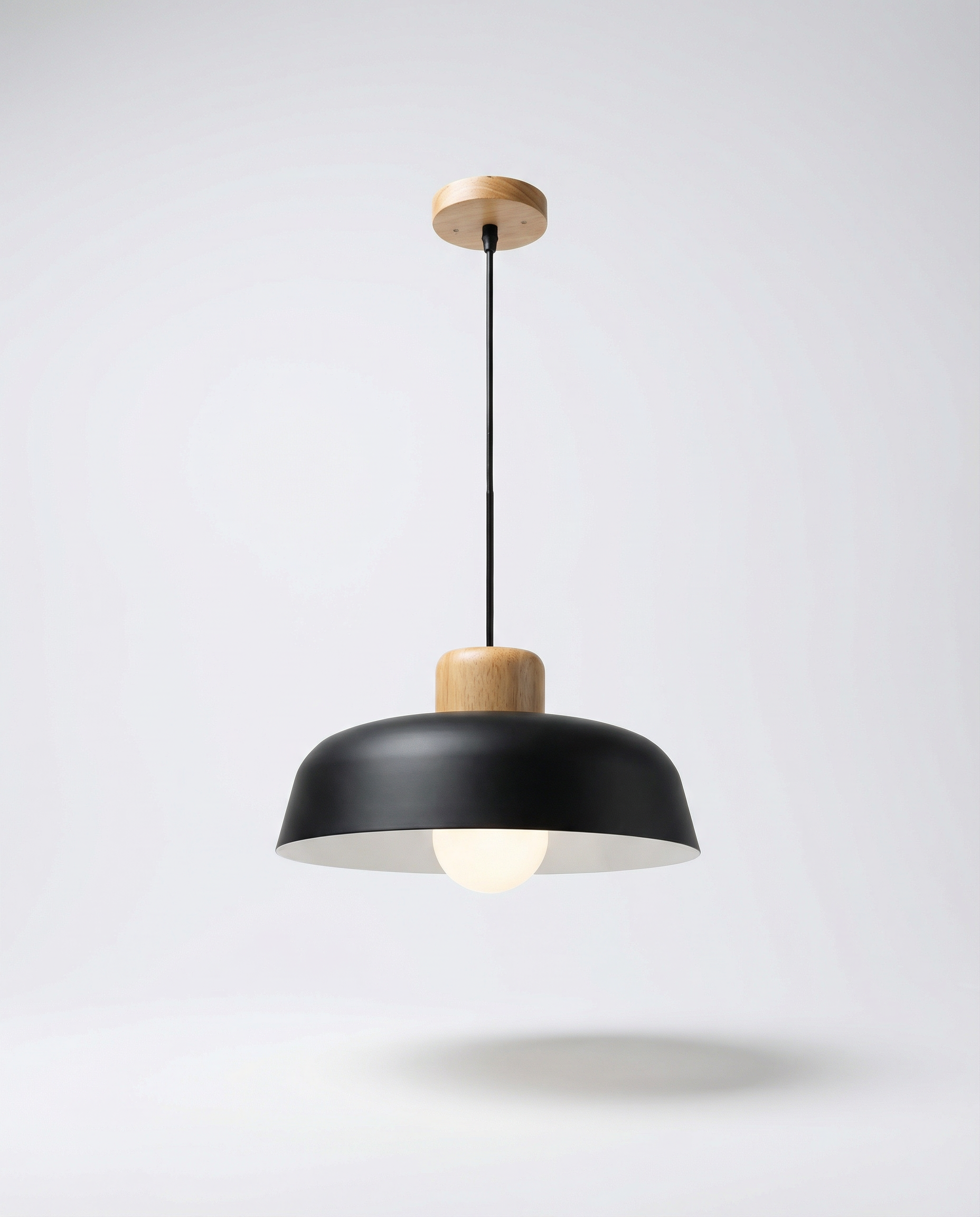 Elan Minimal Pendant Light — Black & Oak