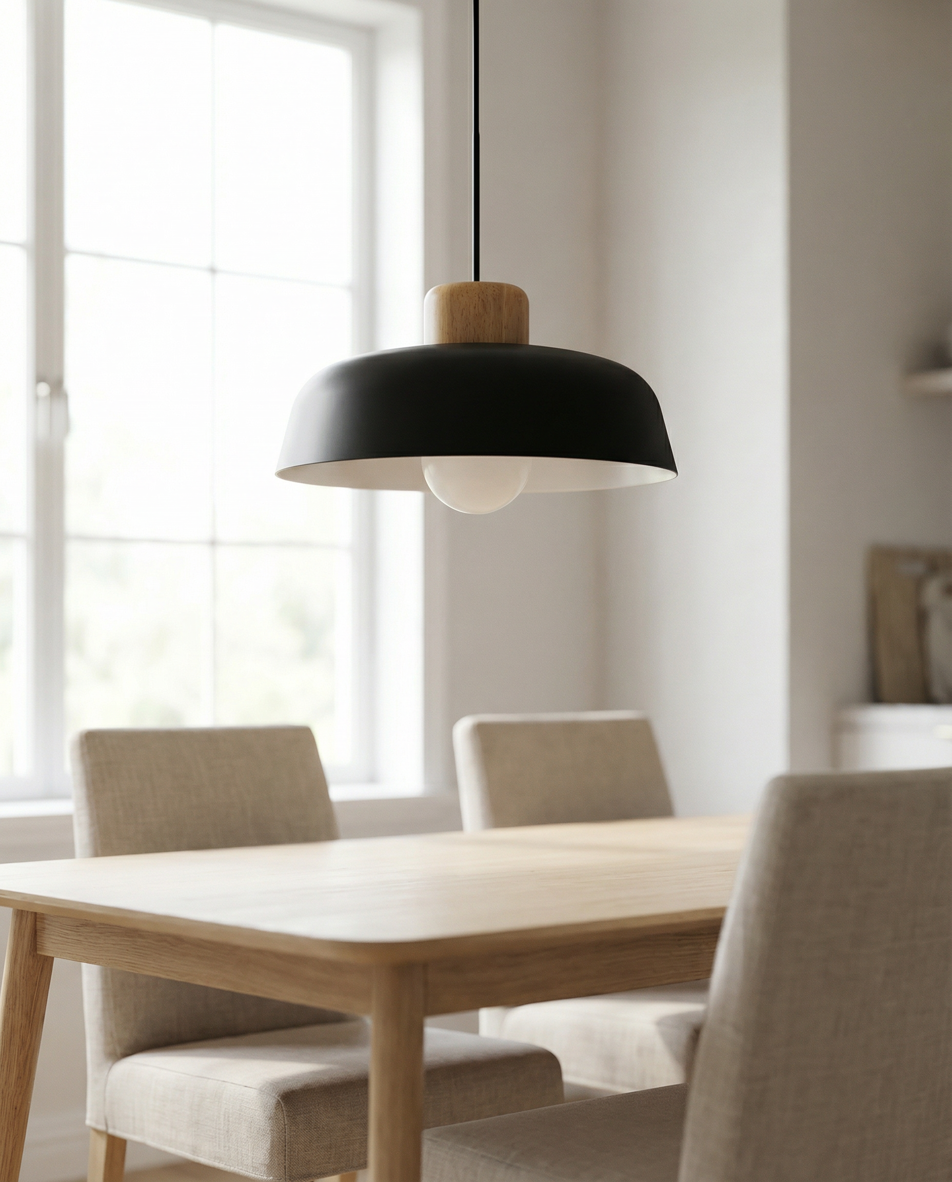 Elan Minimal Pendant Light — Black & Oak
