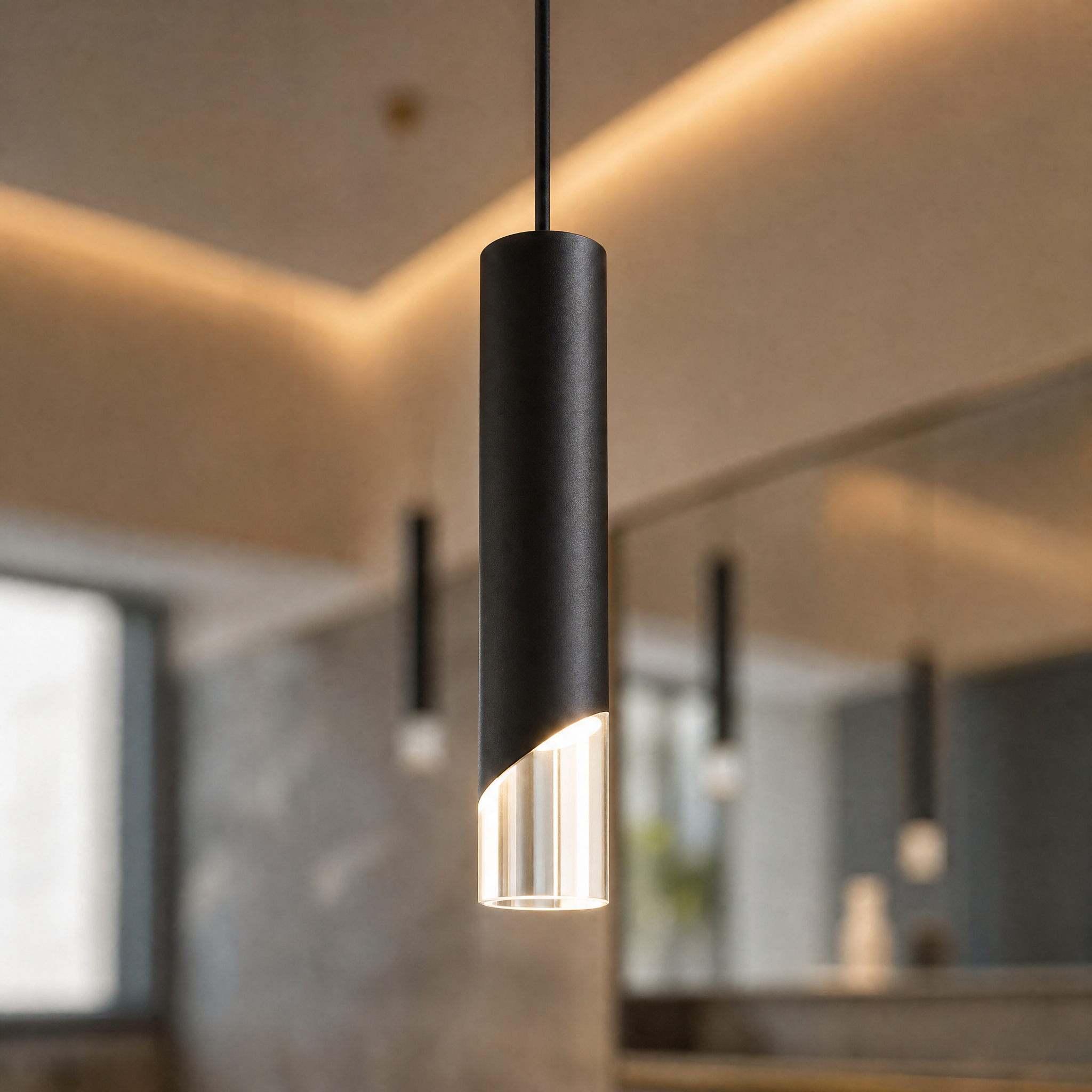 Elyar LED Tube Pendant Light (Black)