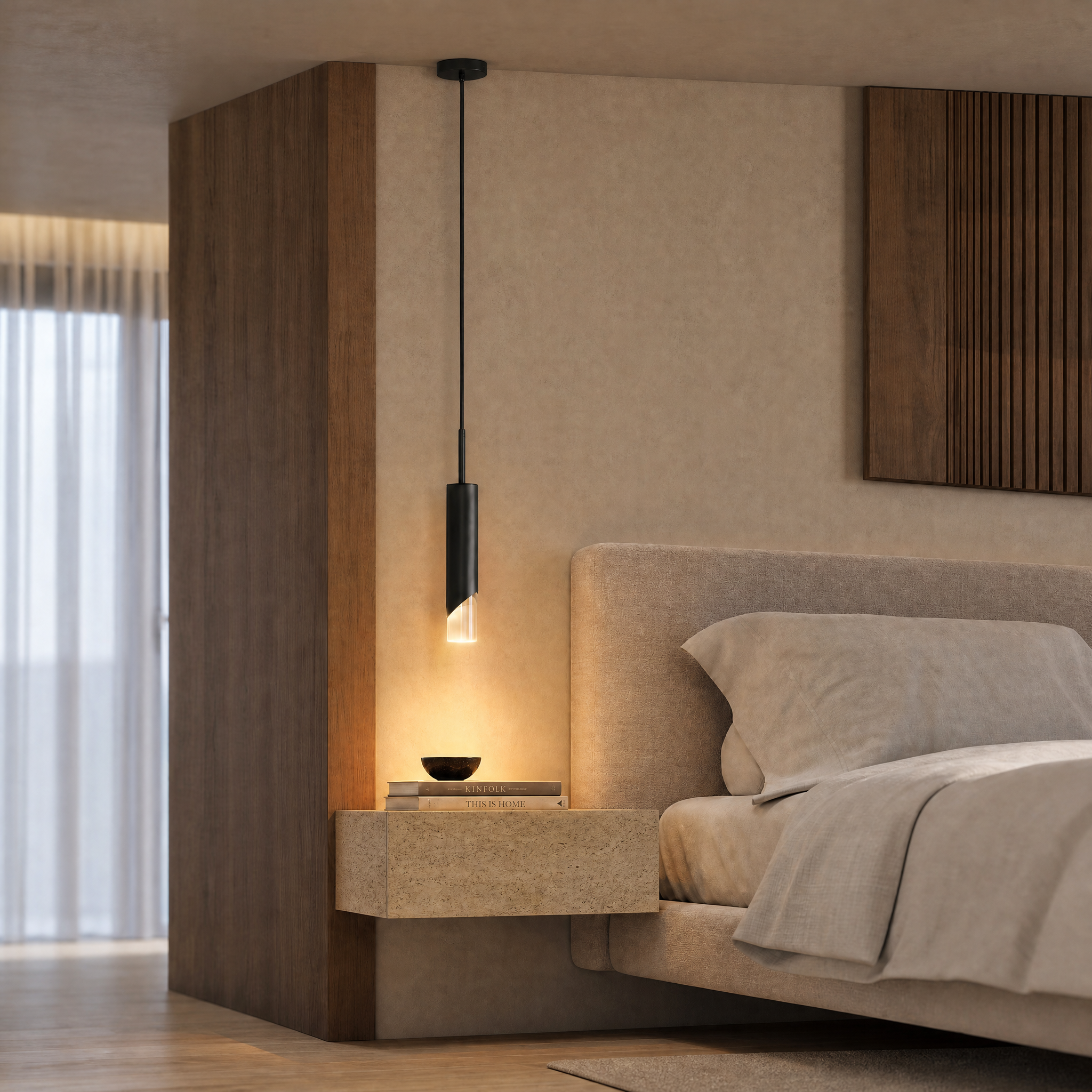 Elyar LED Tube Pendant Light (Black)