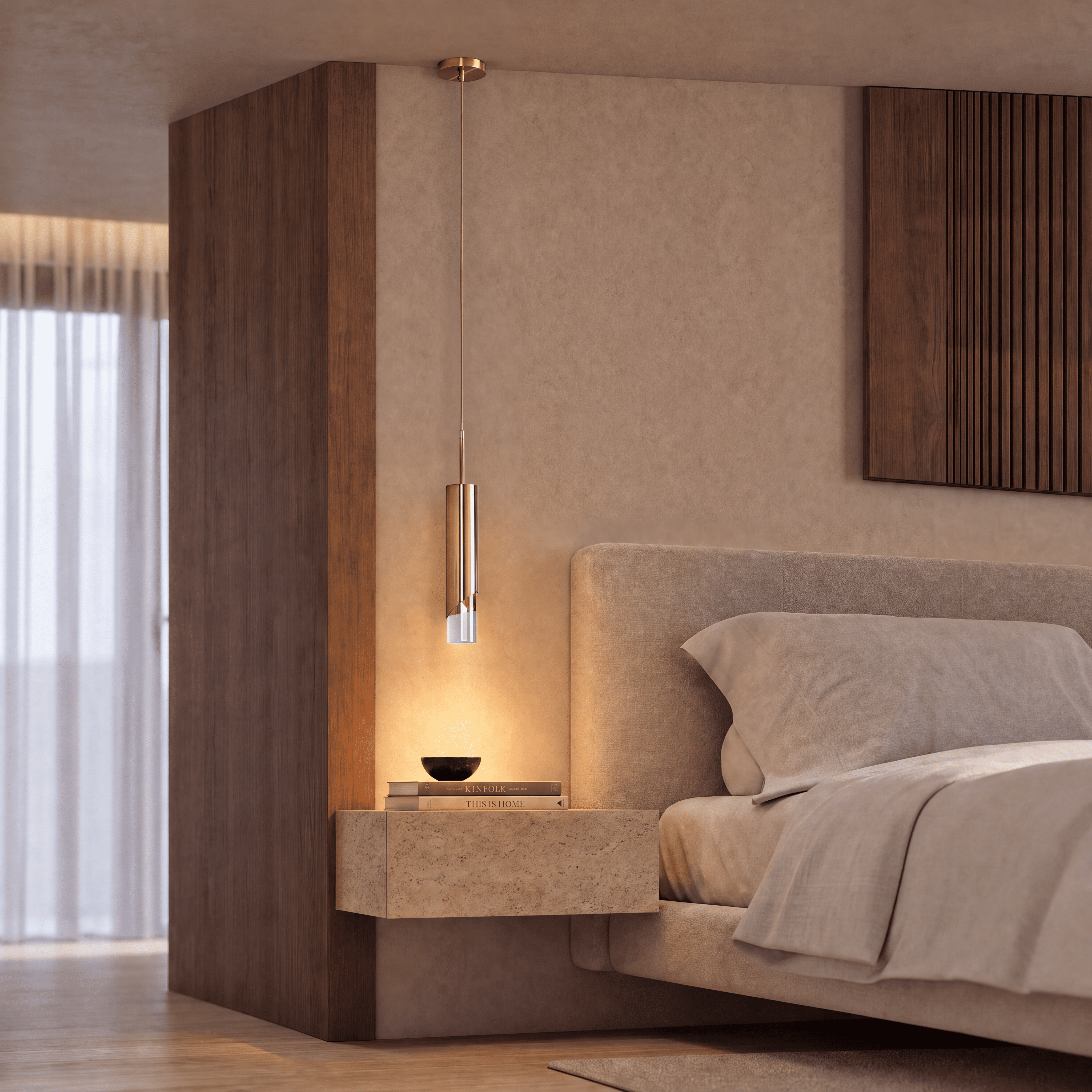 Elyar LED Tube Pendant Light (Gold)