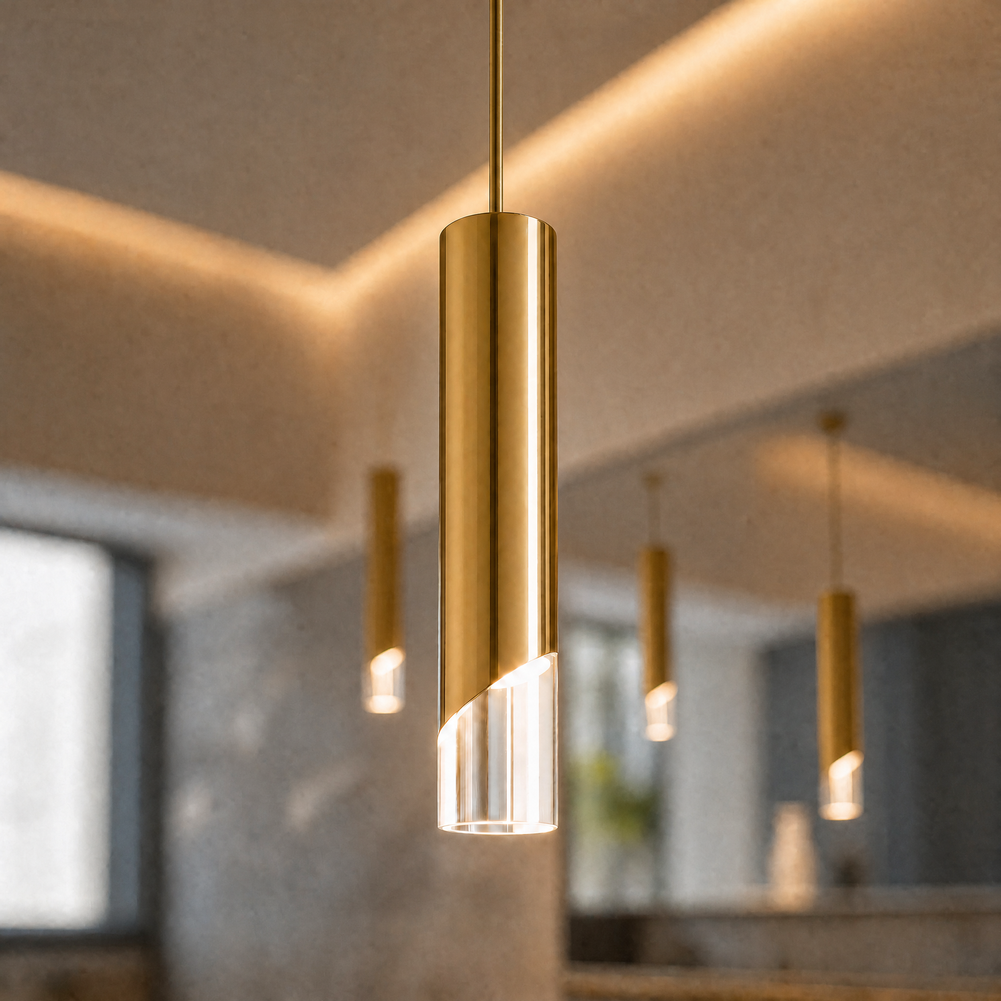 Elyar LED Tube Pendant Light (Gold)