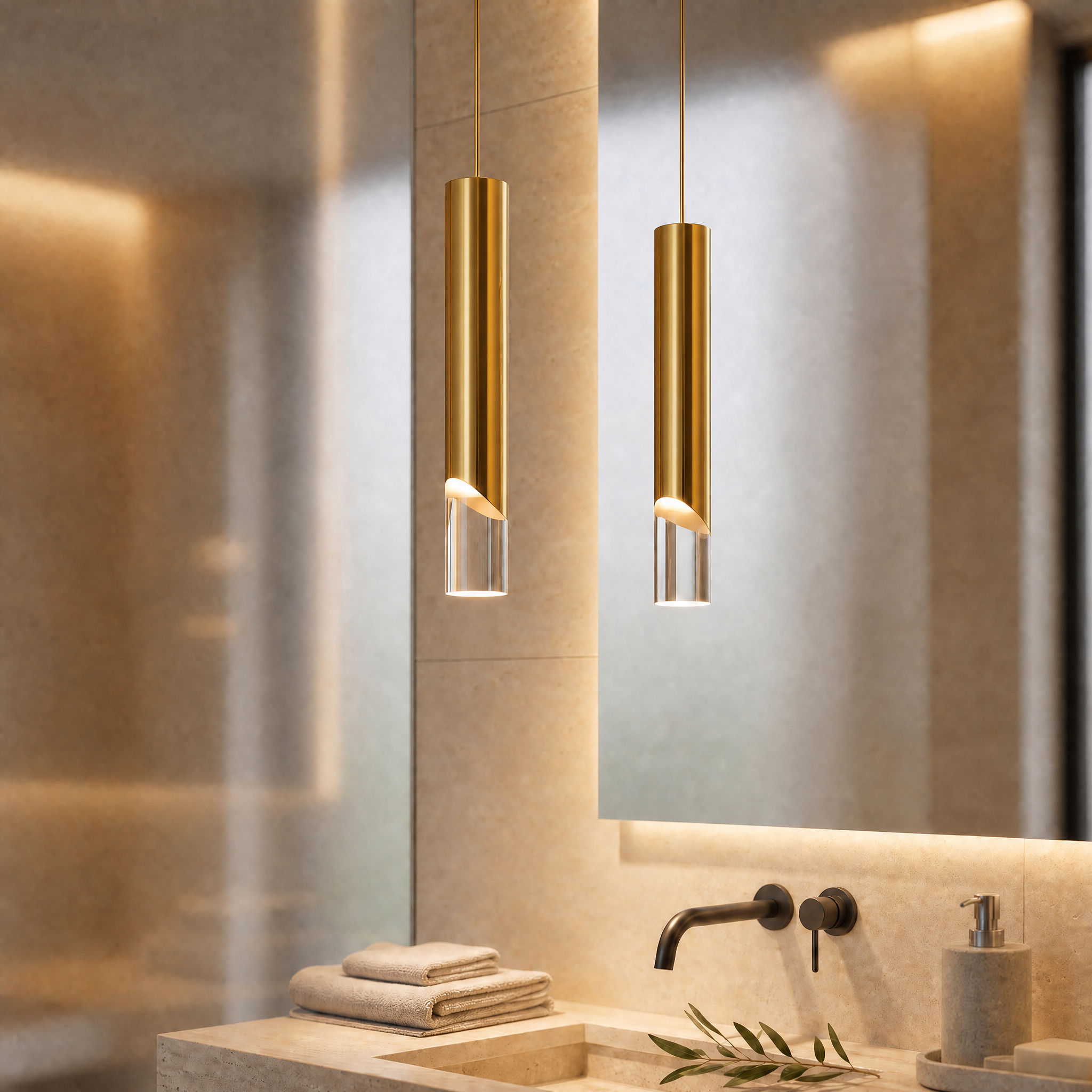 Elyar LED Tube Pendant Light (Gold)