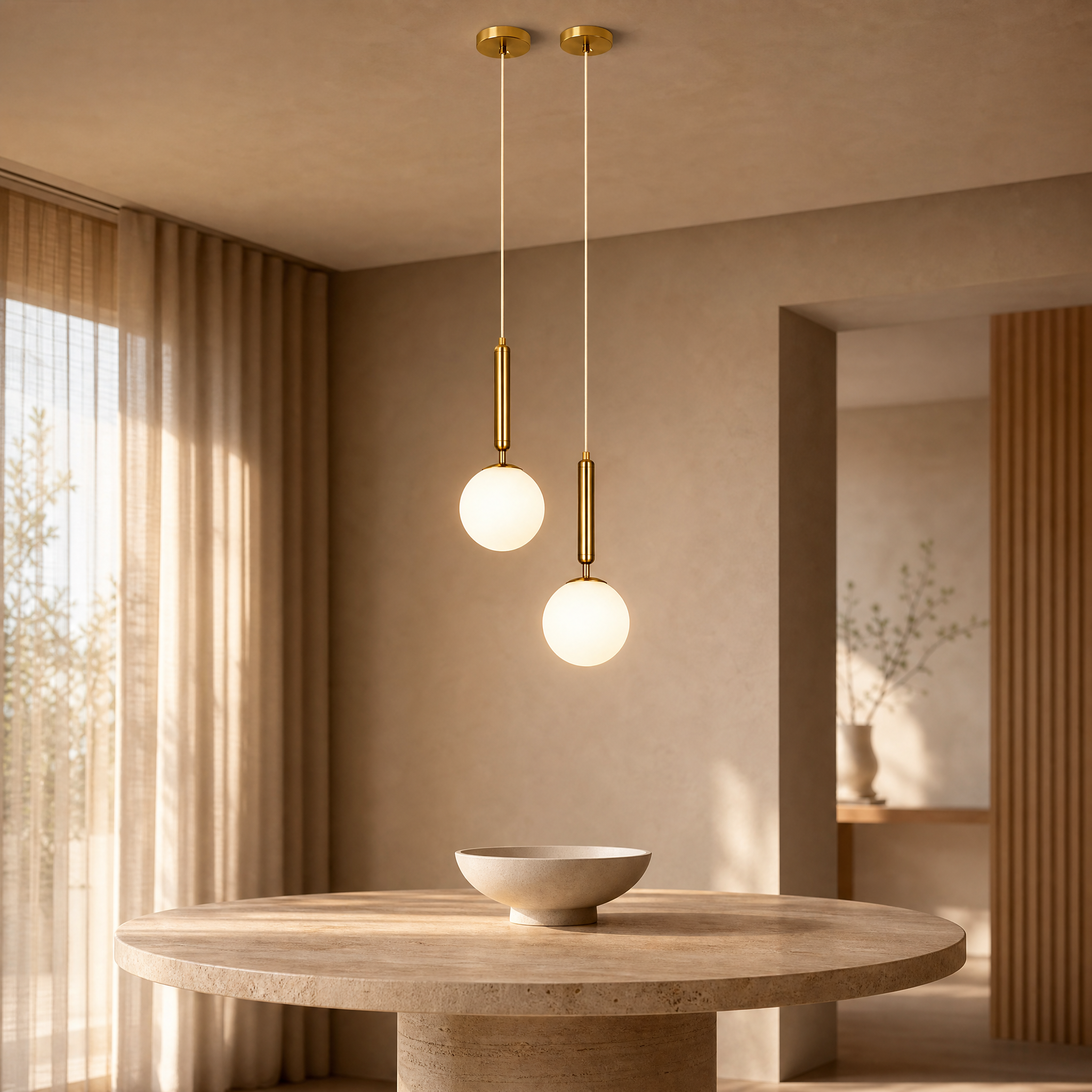 Nordic Opal Glass Globe Pendant Light