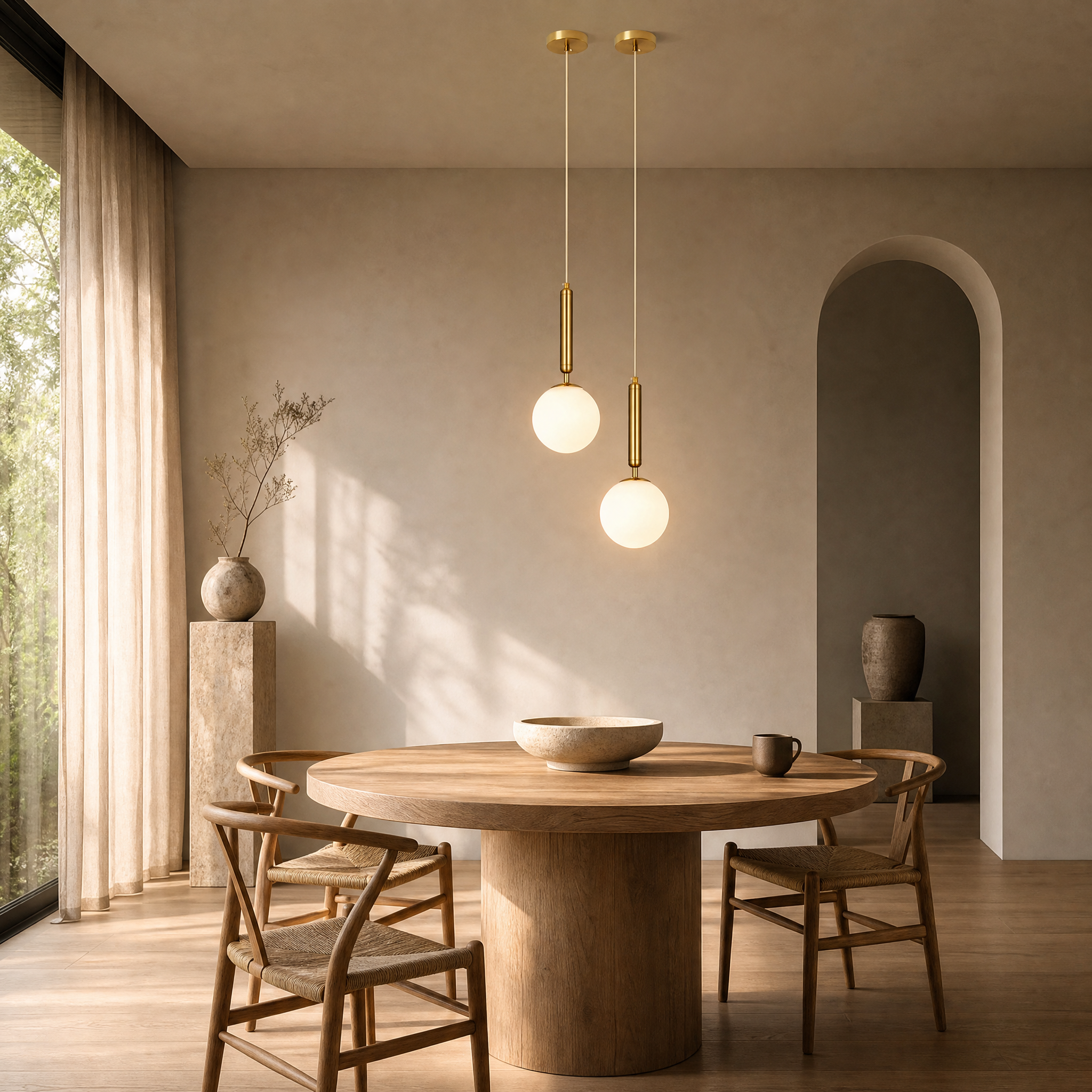 Nordic Opal Glass Globe Pendant Light